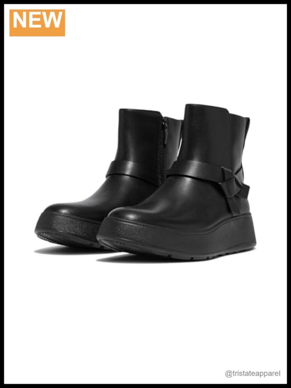 FitFlop F-Mode Folded-Knot Leather Flatform Short Boots Women's Size